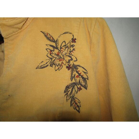 Vintage Christopher Banks Savannah L Yellow Corduroy Shirt Jacket Floral Sequins - Picture 3 of 9